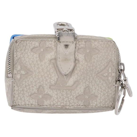 LOUIS VUITTON Taurillon Clemence Monogram Climbing Pouch Gray LV Auth 200276A