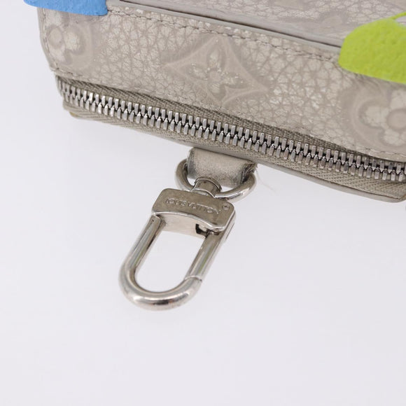 LOUIS VUITTON Taurillon Clemence Monogram Climbing Pouch Gray LV Auth 200276A
