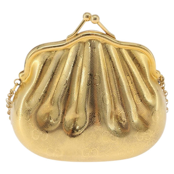 GUCCI GG Chain Shoulder Pouch Metal Gold Auth 200279V