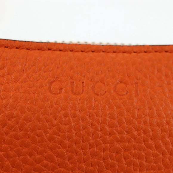 GUCCI Logo Micro Shoulder Bag Leather Orange Silver 821831 Auth 200280V