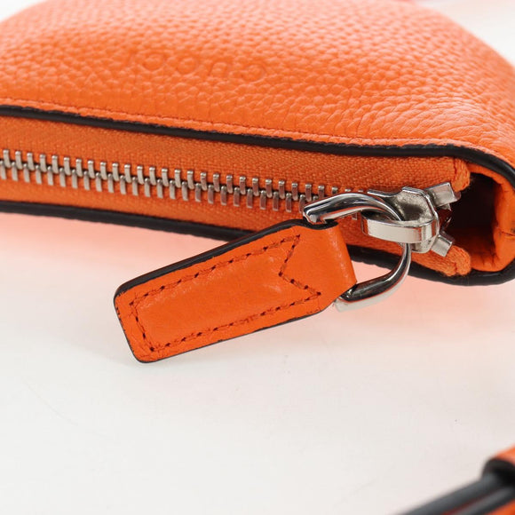 GUCCI Logo Micro Shoulder Bag Leather Orange Silver 821831 Auth 200280V
