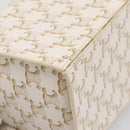 CELINE Triomphe Hand Bag PVC Leather Ivory Gold Auth 200281SAM-10
