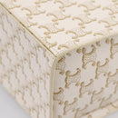 CELINE Triomphe Hand Bag PVC Leather Ivory Gold Auth 200281SAM-11