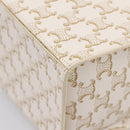 CELINE Triomphe Hand Bag PVC Leather Ivory Gold Auth 200281SAM-13