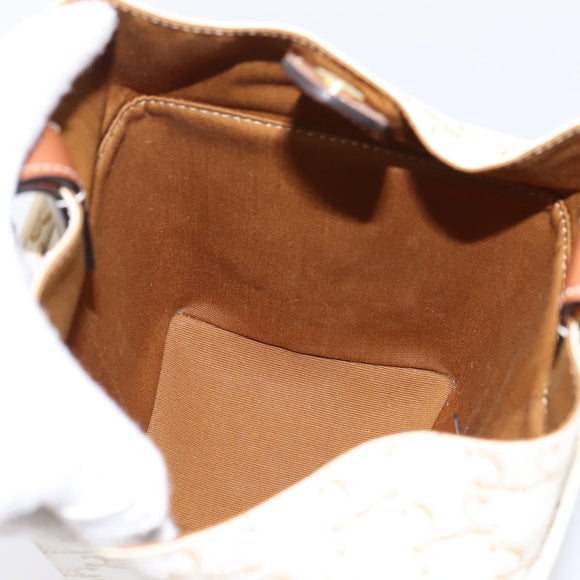 CELINE Triomphe Hand Bag PVC Leather Ivory Gold Auth 200281SAM