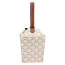 CELINE Triomphe Hand Bag PVC Leather Ivory Gold Auth 200281SAM-2