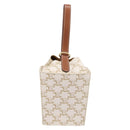 CELINE Triomphe Hand Bag PVC Leather Ivory Gold Auth 200281SAM-3