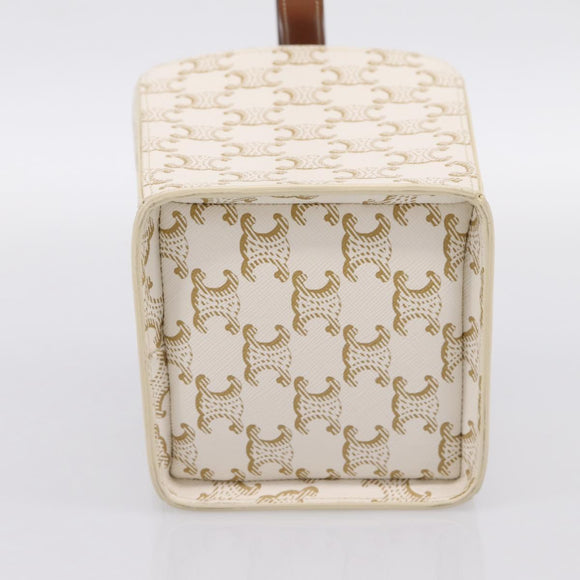 CELINE Triomphe Hand Bag PVC Leather Ivory Gold Auth 200281SAM