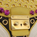 Miu Miu Biker Studs Shoulder Bag Leather Black Gold Auth 200282V-19