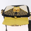 Miu Miu Biker Studs Shoulder Bag Leather Black Gold Auth 200282V-9