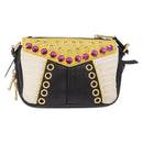 Miu Miu Biker Studs Shoulder Bag Leather Black Gold Auth 200282V-2