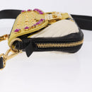 Miu Miu Biker Studs Shoulder Bag Leather Black Gold Auth 200282V-4