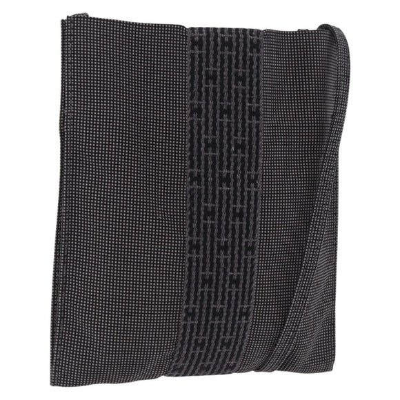 HERMES Her Line Pochette Shoulder Bag Canvas Gray Auth 200286
