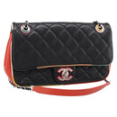 CHANEL Matelasse27 Chain Shoulder Bag Lamb Skin Black Silver CC Auth 200287SAM-1