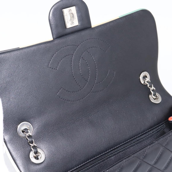 CHANEL Matelasse27 Chain Shoulder Bag Lamb Skin Black Silver CC Auth 200287SAM