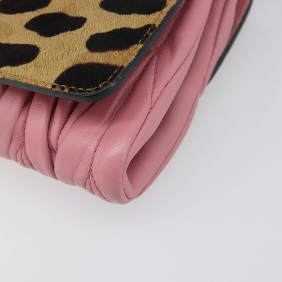 Miu Miu Matelasse Chain Shoulder Bag Harako Leather Pink Silver Auth 200288