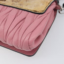 Miu Miu Matelasse Chain Shoulder Bag Harako Leather Pink Silver Auth 200288-15