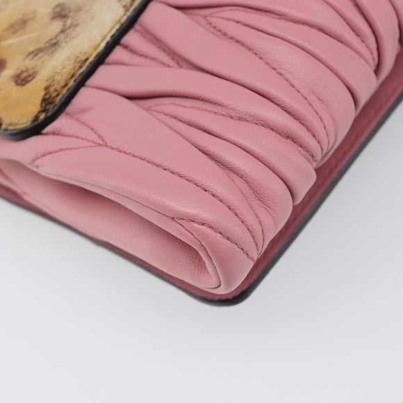 Miu Miu Matelasse Chain Shoulder Bag Harako Leather Pink Silver Auth 200288