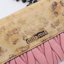 Miu Miu Matelasse Chain Shoulder Bag Harako Leather Pink Silver Auth 200288-17