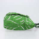 Miu Miu Tote Bag Nylon Green Silver Auth 200289A-3