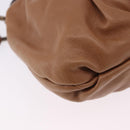 PRADA Shoulder Bag Leather Brown Silver Auth 200291V-17