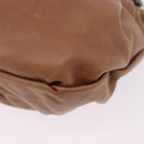 PRADA Shoulder Bag Leather Brown Silver Auth 200291V-18