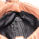 PRADA Shoulder Bag Leather Brown Silver Auth 200291V-22