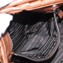 PRADA Shoulder Bag Leather Brown Silver Auth 200291V-25