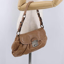 PRADA Shoulder Bag Leather Brown Silver Auth 200291V-26
