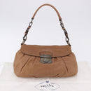 PRADA Shoulder Bag Leather Brown Silver Auth 200291V-12