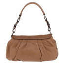 PRADA Shoulder Bag Leather Brown Silver Auth 200291V-2