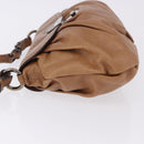 PRADA Shoulder Bag Leather Brown Silver Auth 200291V-4