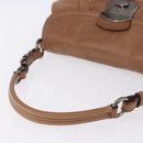 PRADA Shoulder Bag Leather Brown Silver Auth 200291V-7