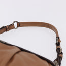 PRADA Shoulder Bag Leather Brown Silver Auth 200291V-14