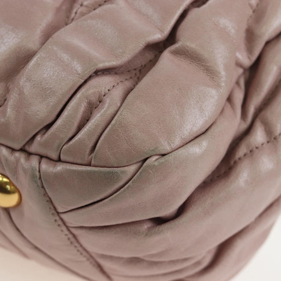 Miu Miu Matelasse Hand Bag Leather 2way Pink Gold Auth 200292V