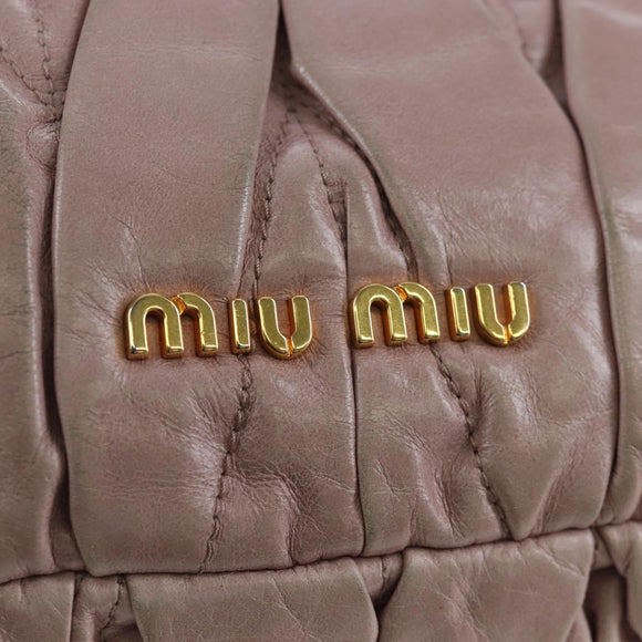 Miu Miu Matelasse Hand Bag Leather 2way Pink Gold Auth 200292V