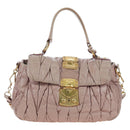 Miu Miu Matelasse Hand Bag Leather 2way Pink Gold Auth 200292V-13
