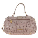 Miu Miu Matelasse Hand Bag Leather 2way Pink Gold Auth 200292V-2