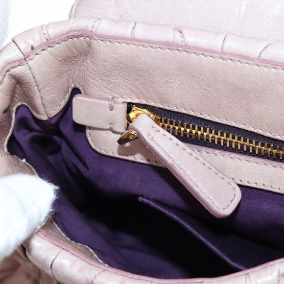 Miu Miu Matelasse Hand Bag Leather 2way Pink Gold Auth 200292V