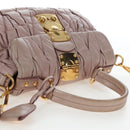 Miu Miu Matelasse Hand Bag Leather 2way Pink Gold Auth 200292V-6