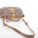 Miu Miu Matelasse Hand Bag Leather 2way Pink Gold Auth 200292V-9