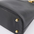 CELINE Circle Chain Shoulder Tote Bag Leather Black Gold Auth 200294V-9