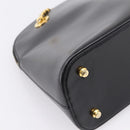 CELINE Circle Chain Shoulder Tote Bag Leather Black Gold Auth 200294V-16