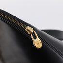 CELINE Circle Chain Shoulder Tote Bag Leather Black Gold Auth 200294V-17