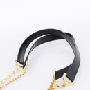 CELINE Circle Chain Shoulder Tote Bag Leather Black Gold Auth 200294V-8