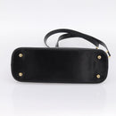 CELINE Circle Chain Shoulder Tote Bag Leather Black Gold Auth 200294V-5