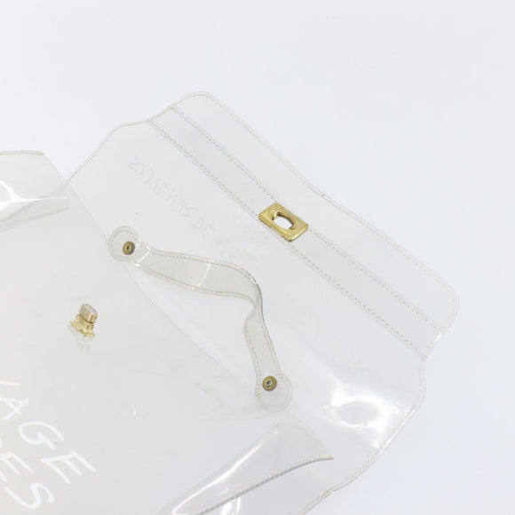 HERMES Vinyl Kelly Hand Bag Vinyl Clear Gold Auth 200295