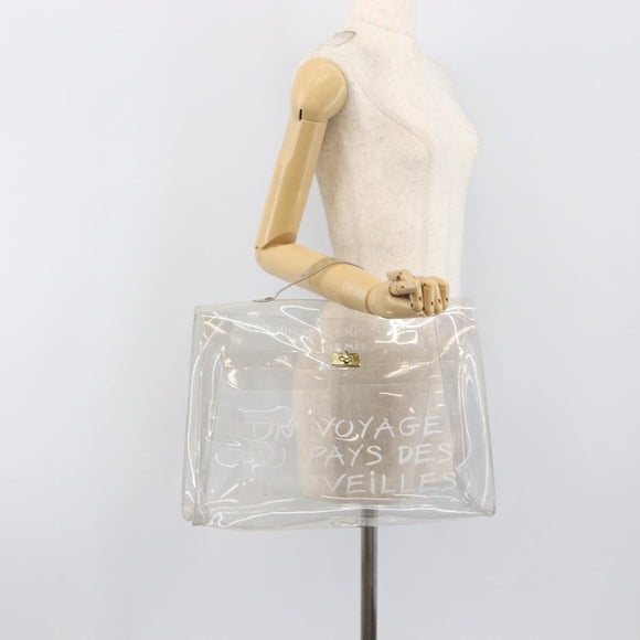 HERMES Vinyl Kelly Hand Bag Vinyl Clear Gold Auth 200295