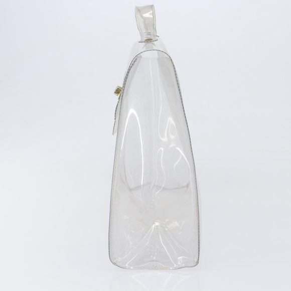HERMES Vinyl Kelly Hand Bag Vinyl Clear Gold Auth 200295