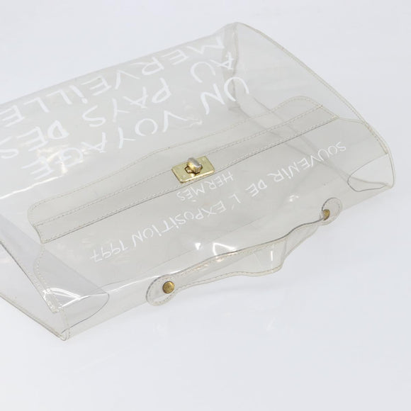 HERMES Vinyl Kelly Hand Bag Vinyl Clear Gold Auth 200295